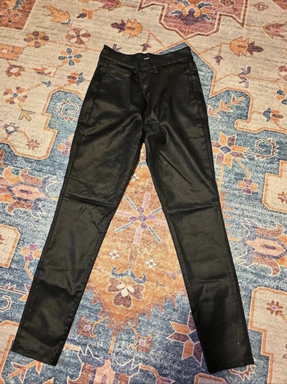 Express High Waisted Skinny Black Coated Jeans